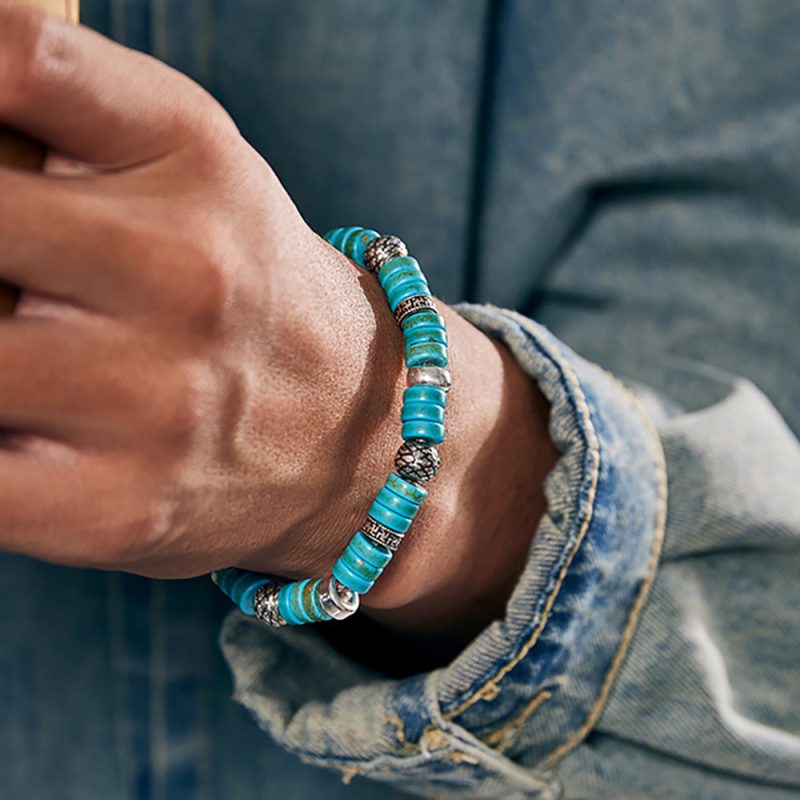 Turquoise Health Harmony Stering Silver Bracelet - Image 6
