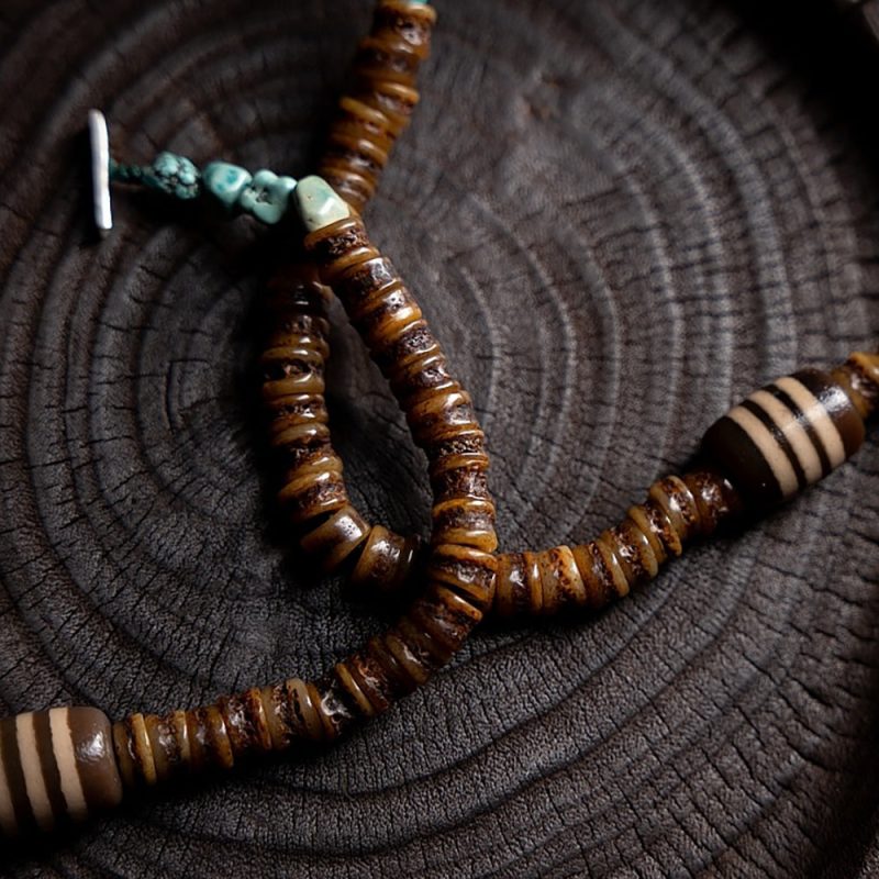 Sacred Protector Turquoise & Yak Bone Stering Silver Bracelet - Image 6