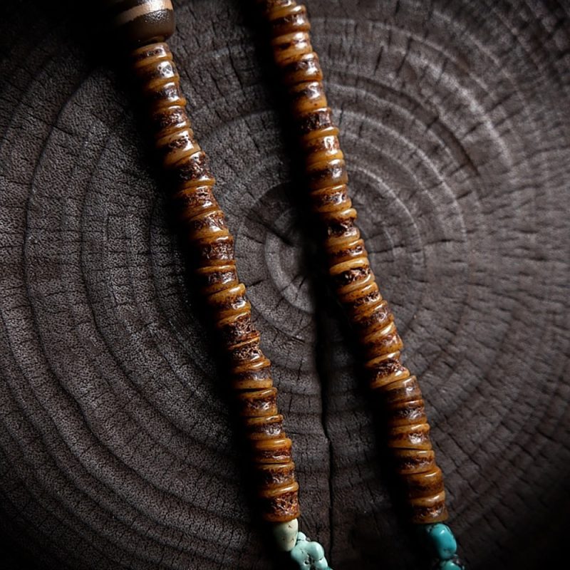 Sacred Protector Turquoise & Yak Bone Stering Silver Bracelet - Image 8