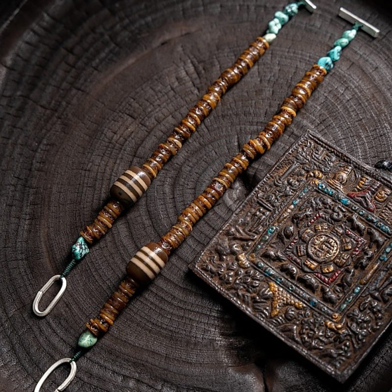 Sacred Protector Turquoise & Yak Bone Stering Silver Bracelet - Image 2