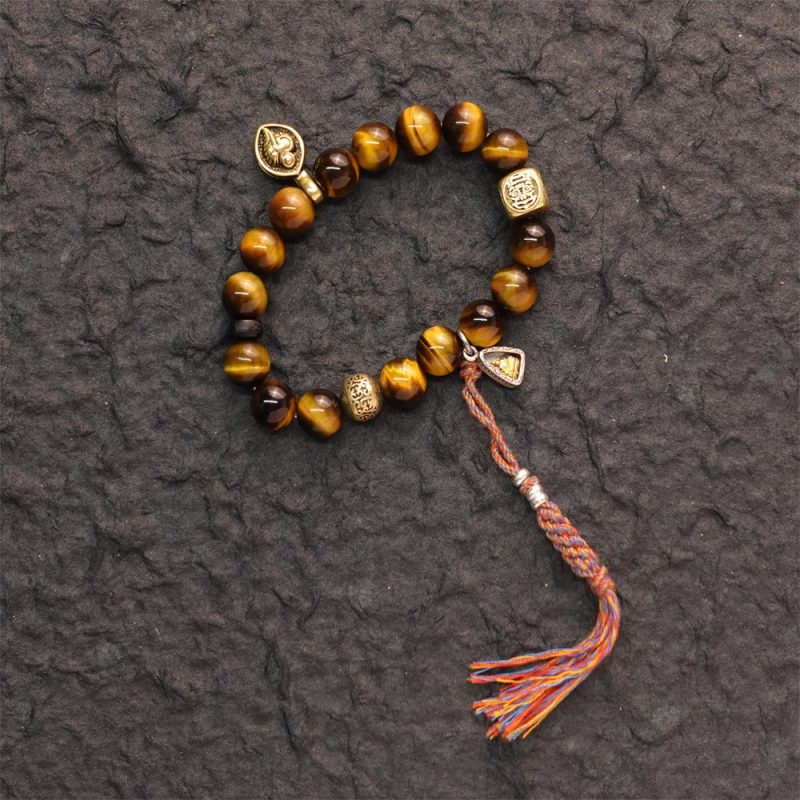 Wealth & Strength Tiger's Eye Bracelet with Gold Buddha Charm - Image 3