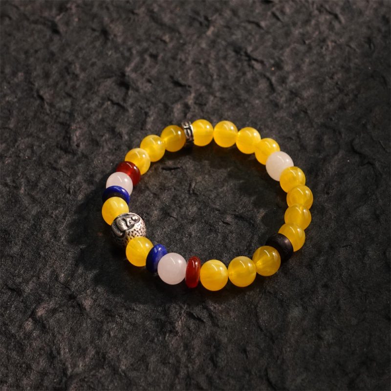 Wealth & Compassion Ratnasambhava Yellow Chalcedony Buddha Bracelet - Image 4