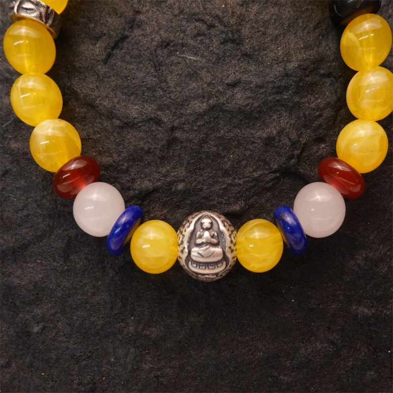 Wealth & Compassion Ratnasambhava Yellow Chalcedony Buddha Bracelet - Image 3