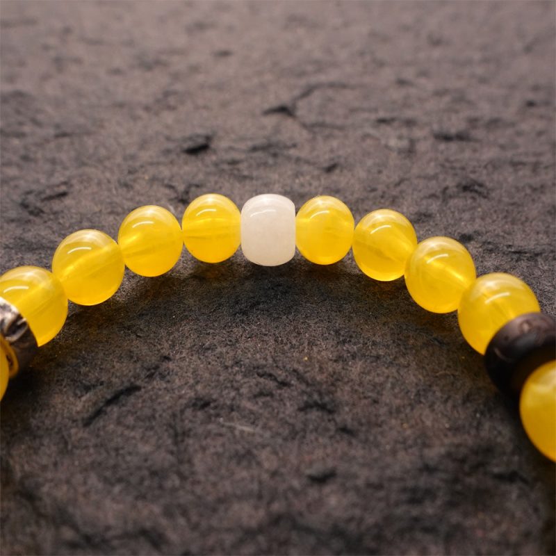 Wealth & Compassion Ratnasambhava Yellow Chalcedony Buddha Bracelet - Image 5
