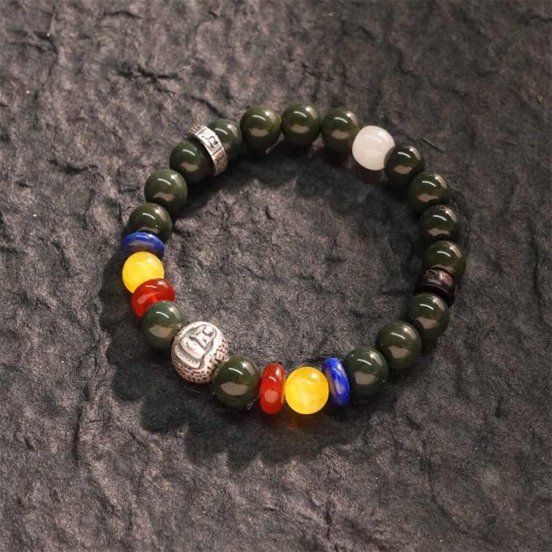 Achievement & Confidence Amoghasiddhi Green Agate Buddha Bracelet - Image 6