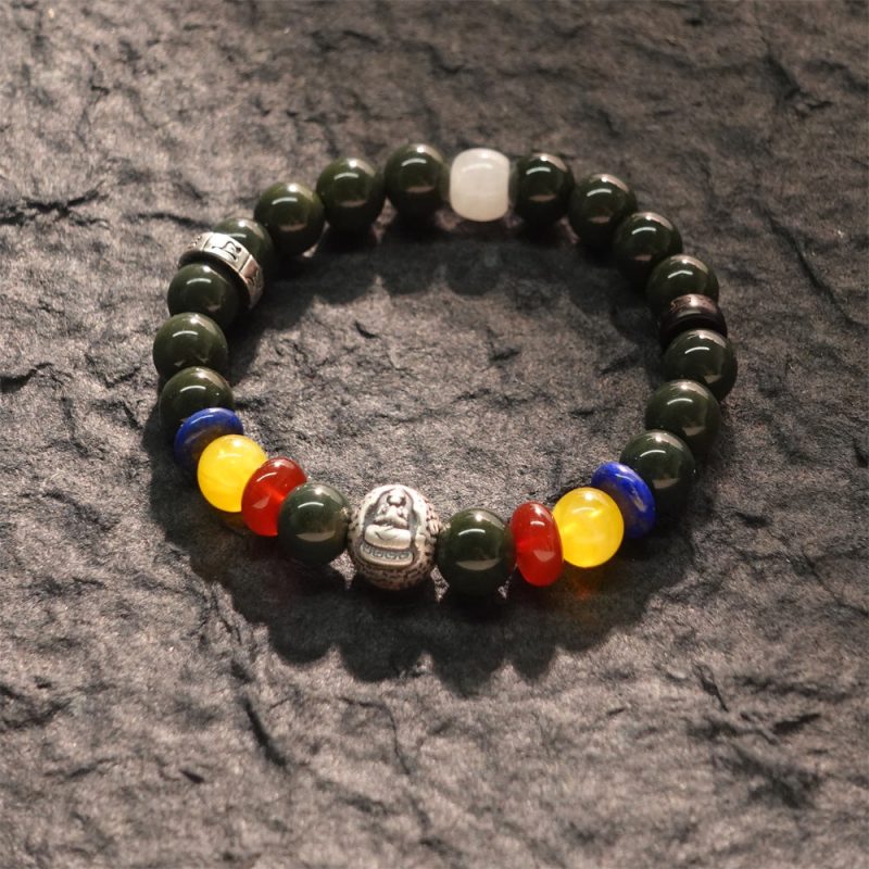 Achievement & Confidence Amoghasiddhi Green Agate Buddha Bracelet - Image 2