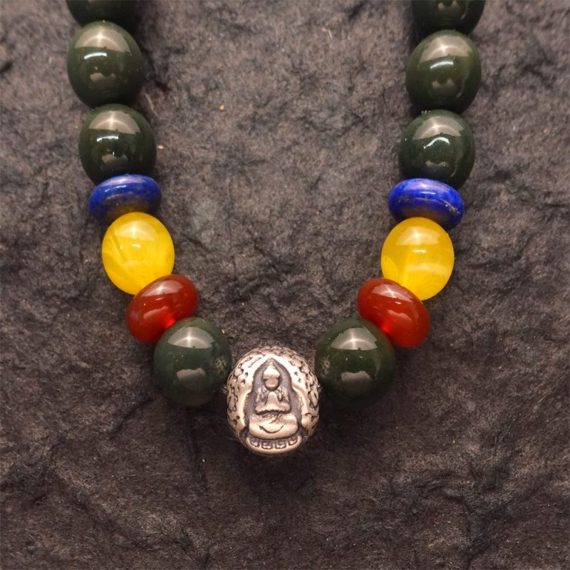 Achievement & Confidence Amoghasiddhi Green Agate Buddha Bracelet - Image 3