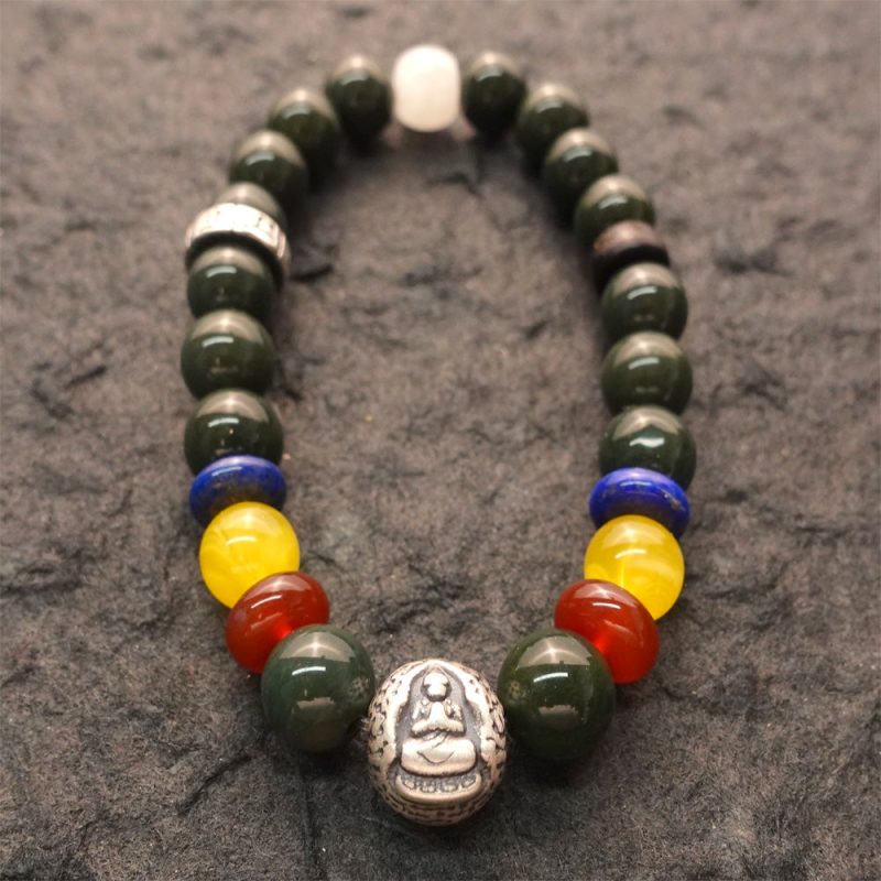 Achievement & Confidence Amoghasiddhi Green Agate Buddha Bracelet - Image 5