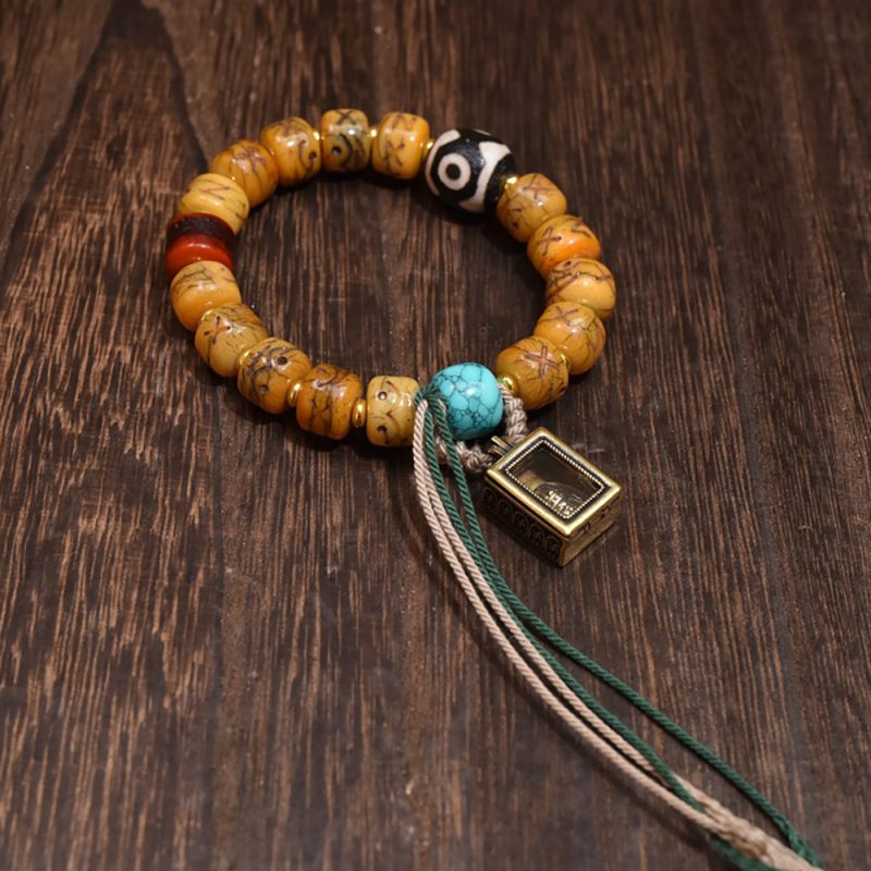 Prosperity Tibetan Dzi Yak Bone Bracelet - Image 2