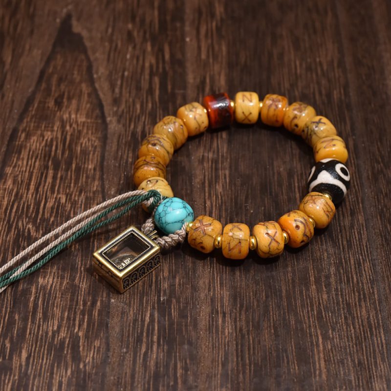 Prosperity Tibetan Dzi Yak Bone Bracelet - Image 4