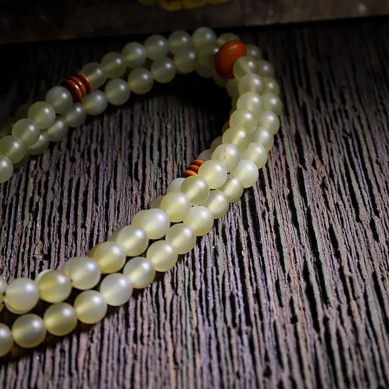 Guardian Yak Bone and Amber Blessing 108 Mala Beads Necklace - Image 5