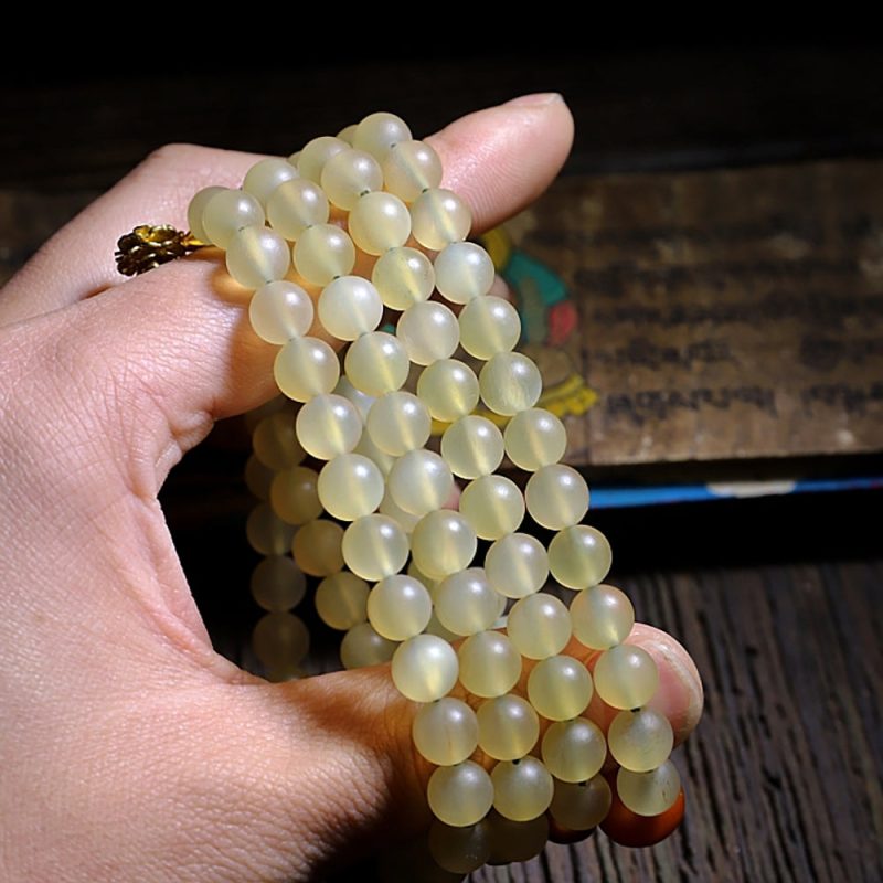 Guardian Yak Bone and Amber Blessing 108 Mala Beads Necklace - Image 3