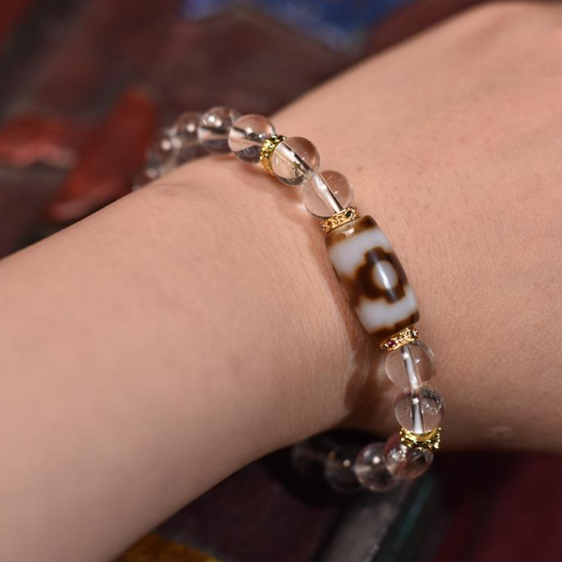 Healing Energy Tibetan Crystal Bracelet with Tibetan Dzi Beads - Image 2