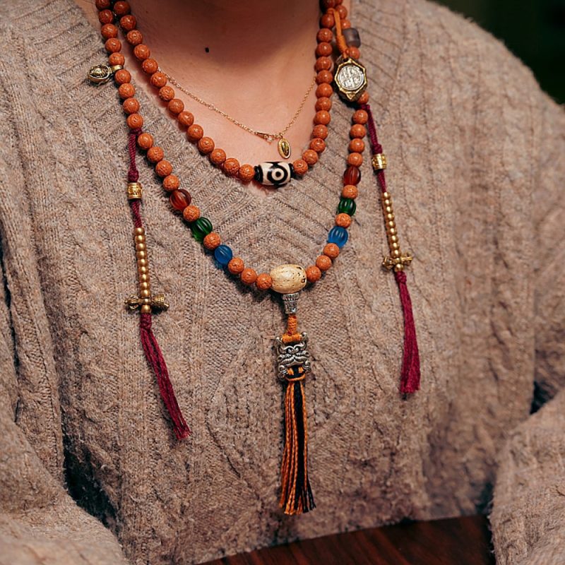 Guardian Bodhi Agate 108 Mala Beads Necklace - Image 2