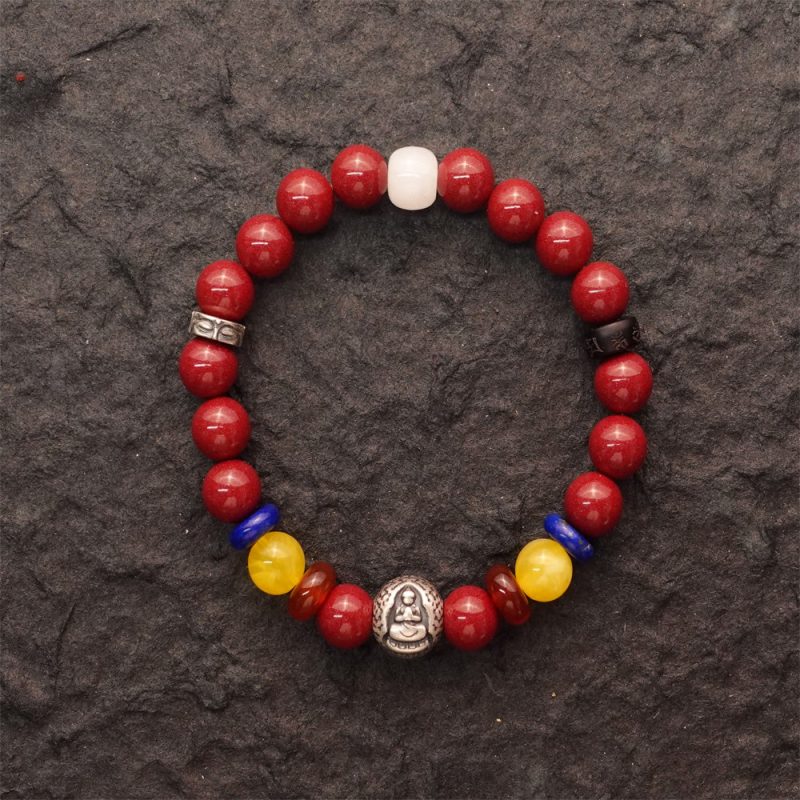 Protection & Love Amitabha Cinnabar Buddha Bracelet - Image 4