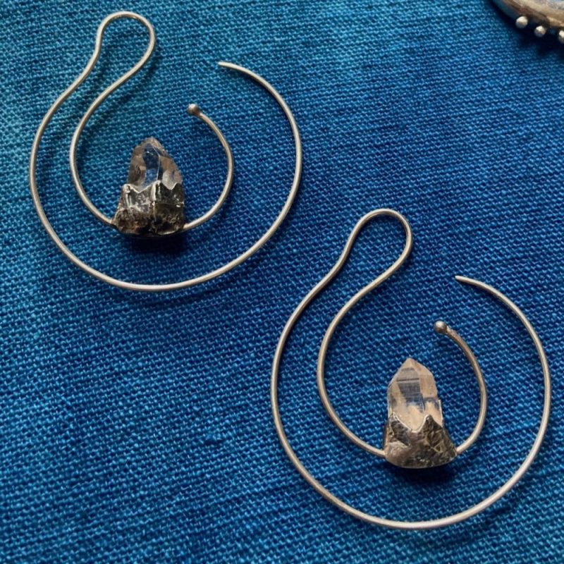 Celestial Blessing Clear Quartz Silver Earrings - Image 3
