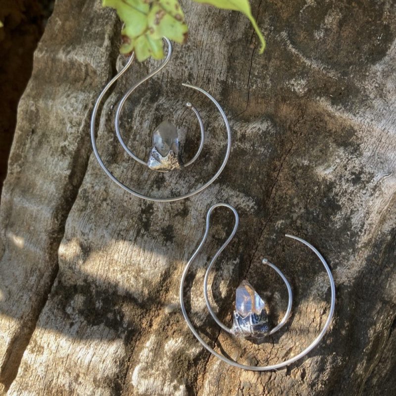 Celestial Blessing Clear Quartz Silver Earrings - Image 2