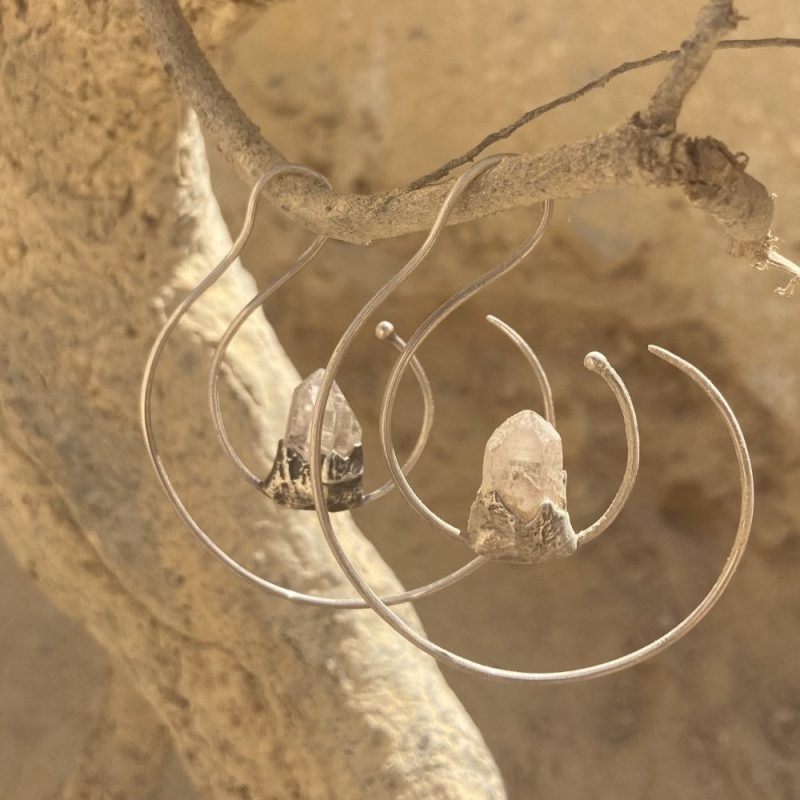 Celestial Blessing Clear Quartz Silver Earrings - Image 4