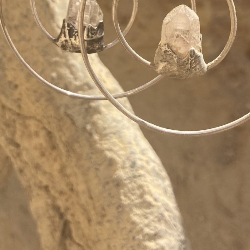 Celestial Blessing Clear Quartz Silver Earrings - Image 5