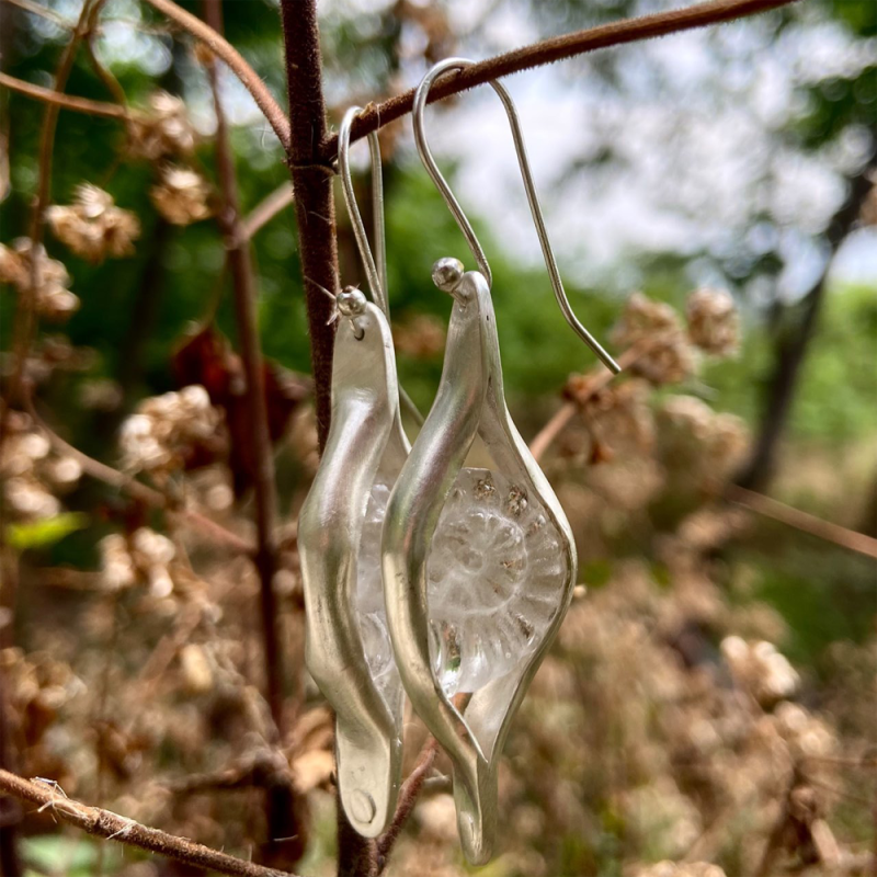 Nautilus Echo Clear Quartz Sterling Silver Earrings - Image 7