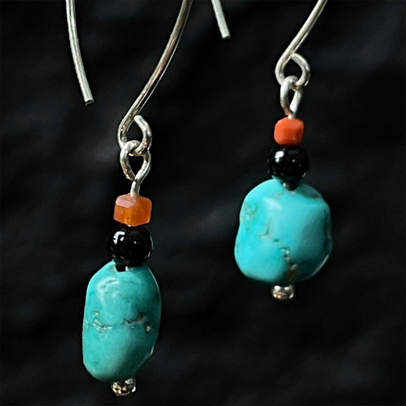 Tranquil Spirit Turquoise Agate Silver Earrings - Image 2
