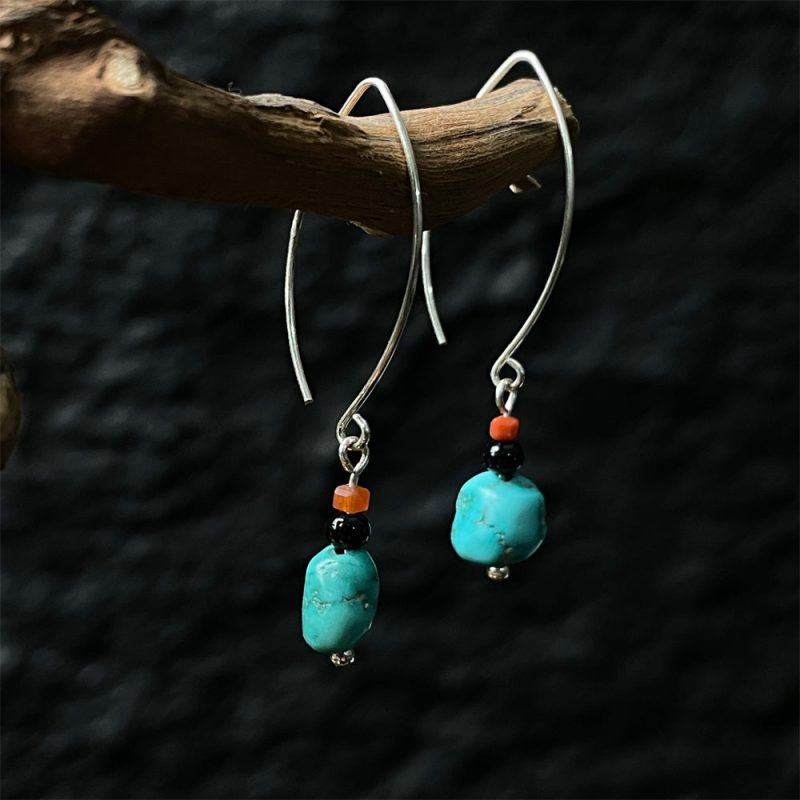 Tranquil Spirit Turquoise Agate Silver Earrings - Image 3