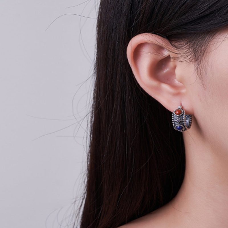 Prosperity Energy Hoop Earrings Gemstones & Sterling Silver - Image 6