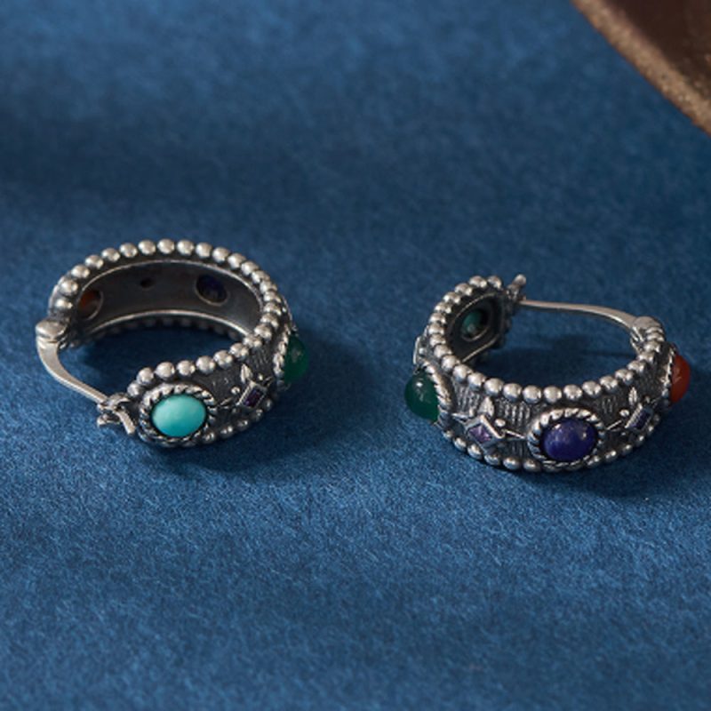 Prosperity Energy Hoop Earrings Gemstones & Sterling Silver - Image 5