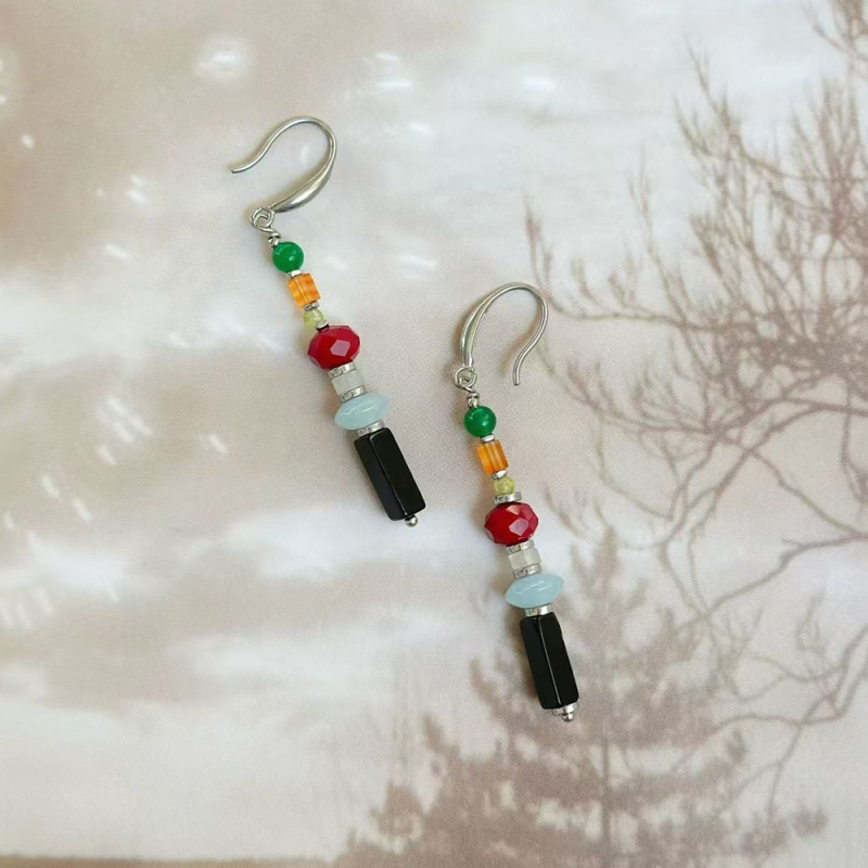 Lucky Energy Agate and Peridot Dangle Earrings - Image 3