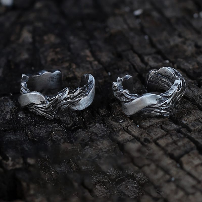 Guardian Waves Handcrafted Silver Earrings - Image 2