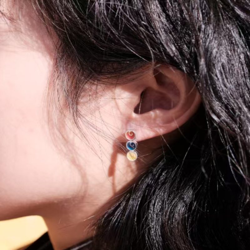 Blessing Energy Enamel Silver Stud Earrings - Image 7