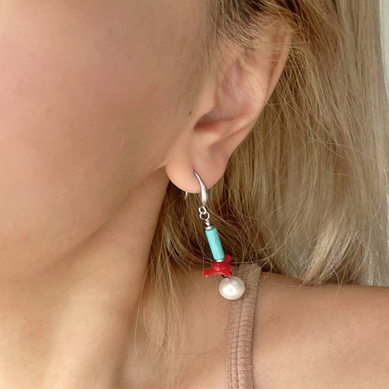 Lucky Energy Pearl and Agate Dangle Earrings - Image 2