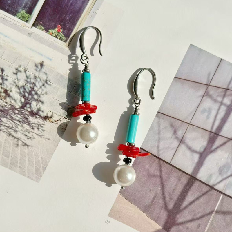 Lucky Energy Pearl and Agate Dangle Earrings - Image 4