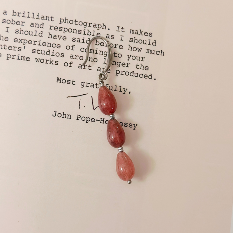 Lucky Energy Strawberry Quartz Drop Earrings - Image 4