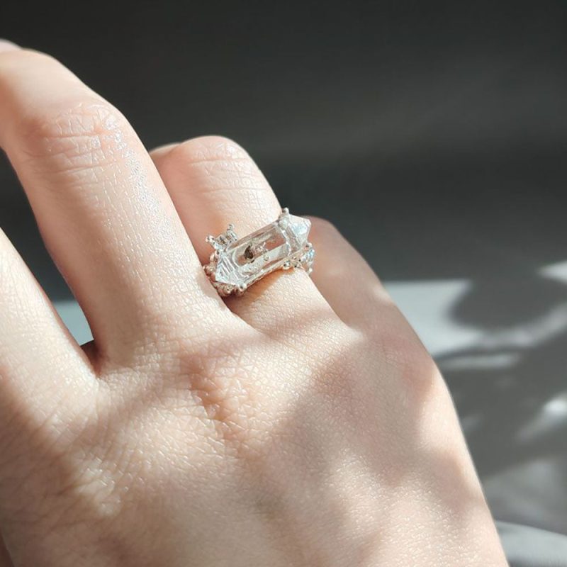 Healing Through Balance Clear Quartz Silver Rings - Image 2