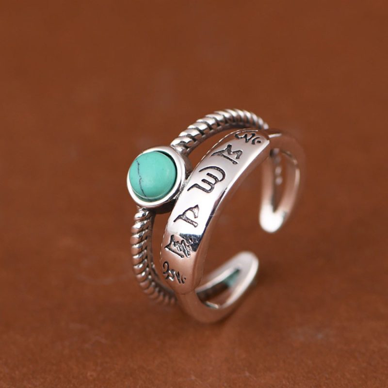 Prosperity Turquoise Sterling Silver Adjustable Energy Ring by EXQUISITE IN