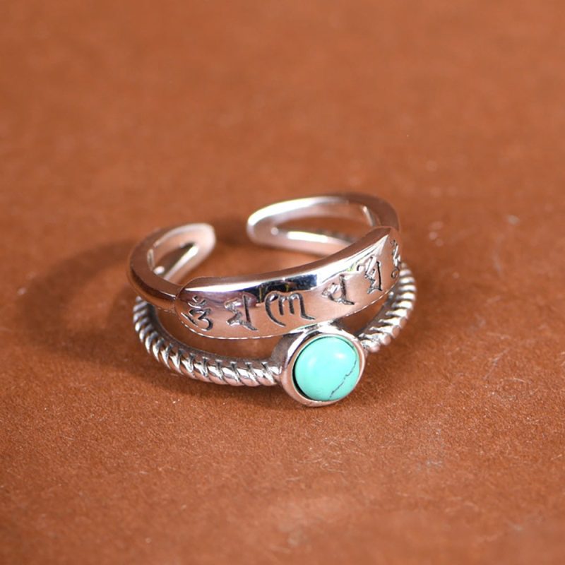 Prosperity Turquoise Sterling Silver Adjustable Energy Ring by EXQUISITE IN - Image 4