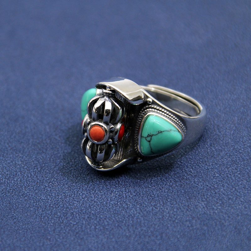 Lucky Dawn Embrace Turquoise Coral Sterling Silver Rings - Image 2