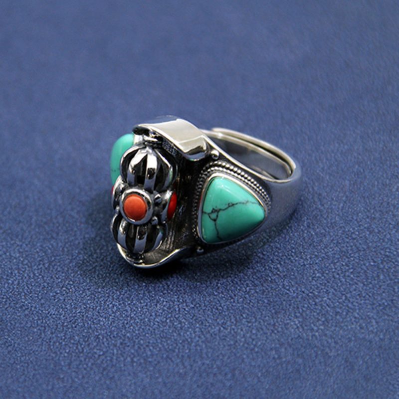Lucky Dawn Embrace Turquoise Coral Sterling Silver Rings - Image 7