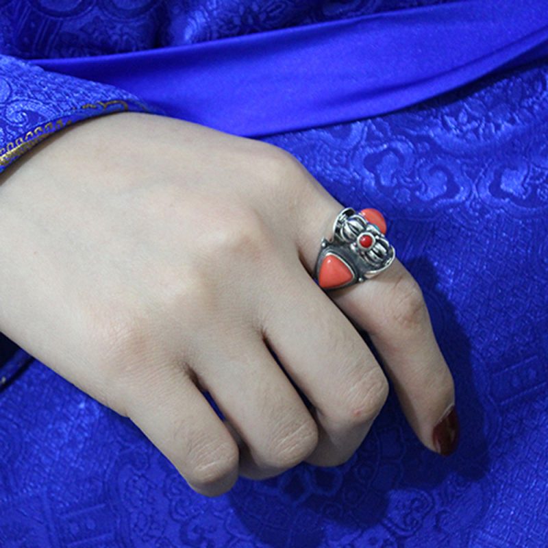 Lucky Dawn Embrace Turquoise Coral Sterling Silver Rings - Image 8