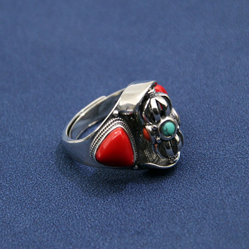 Lucky Dawn Embrace Turquoise Coral Sterling Silver Rings - Image 6