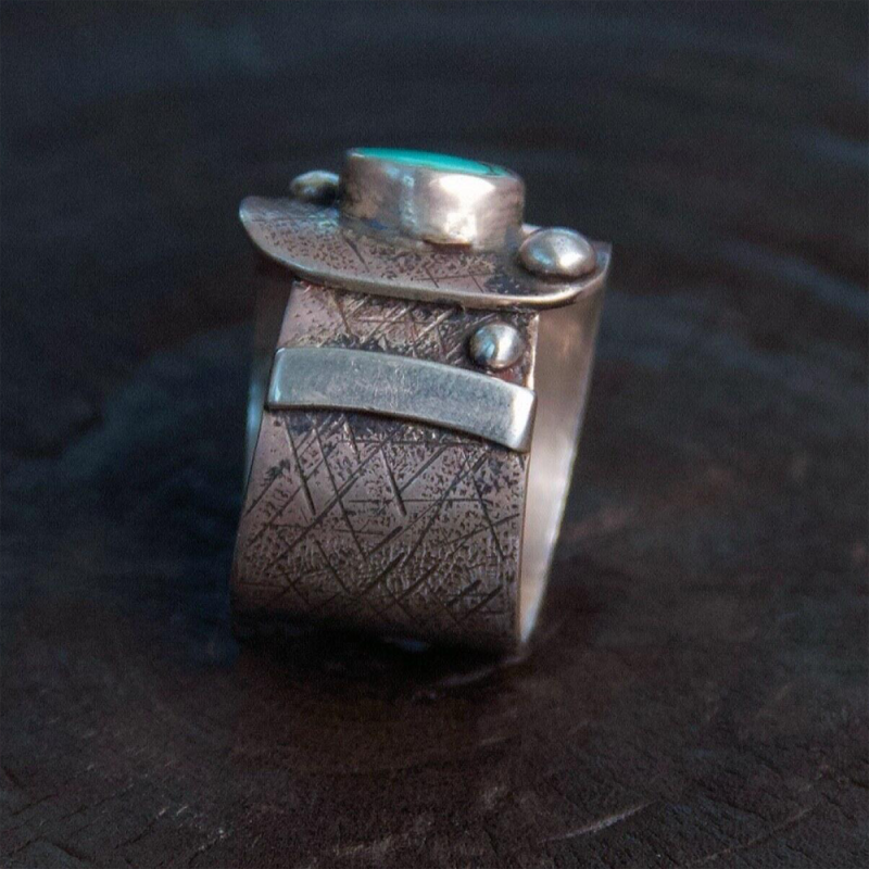 Turquoise Energy Shield Protection Sterling Silver RingTurquoise Protection Ring - Image 4