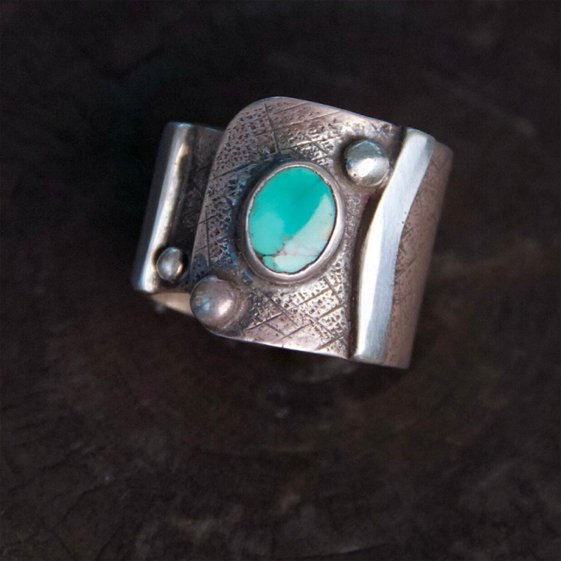 Turquoise Energy Shield Protection Sterling Silver RingTurquoise Protection Ring - Image 2