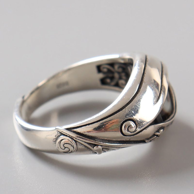 Eye of Protection Dzi Agate & 925 Silver Ring - Image 3