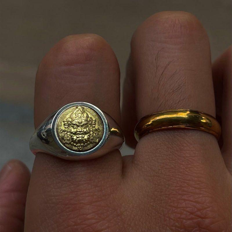 Tibetan Yellow Jambhala Wealth Protection Ring Sterling Silver Handmade - Image 2