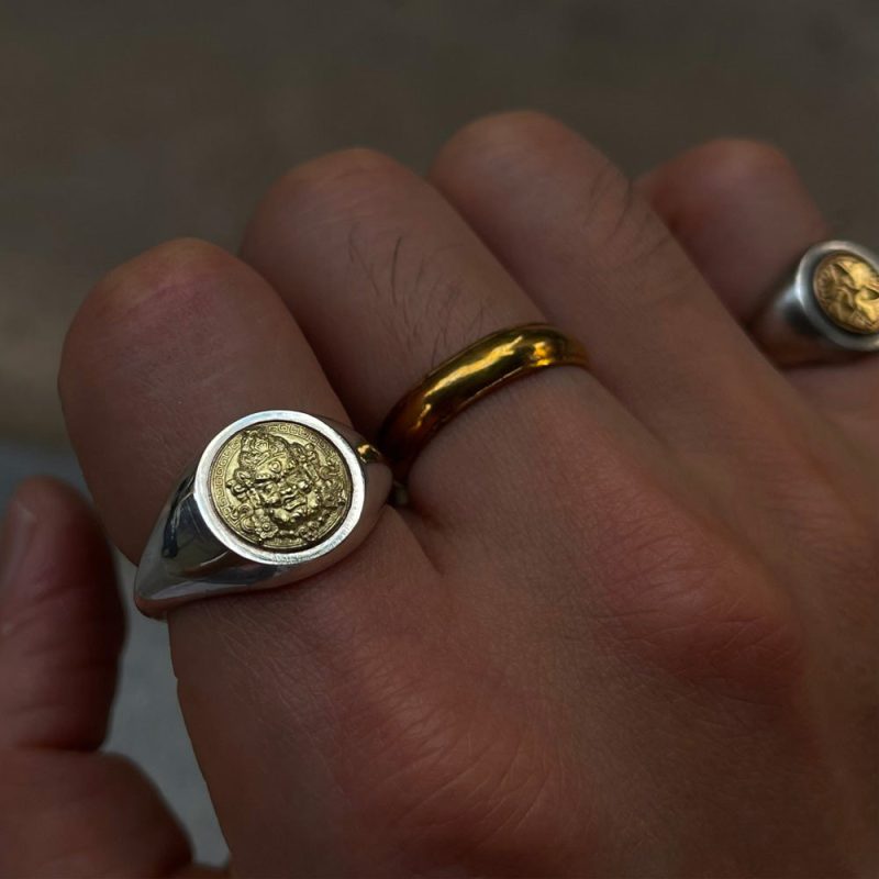 Tibetan Yellow Jambhala Wealth Protection Ring Sterling Silver Handmade - Image 6