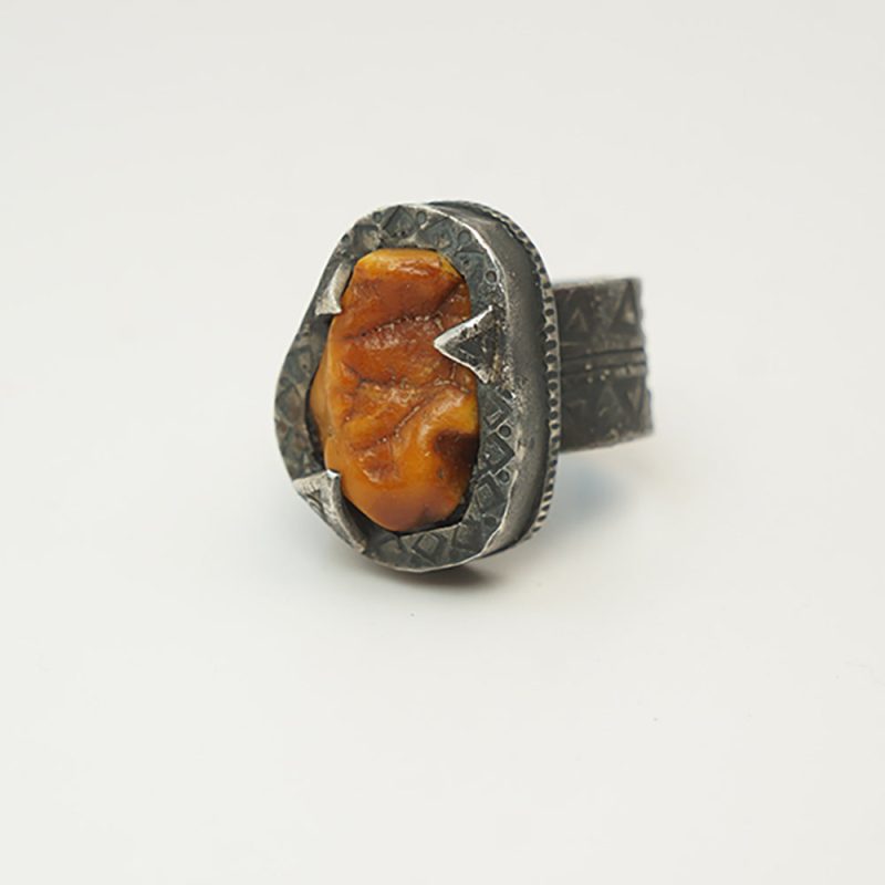 Prosperity Flame Amber and Turquoise Ring - Image 4