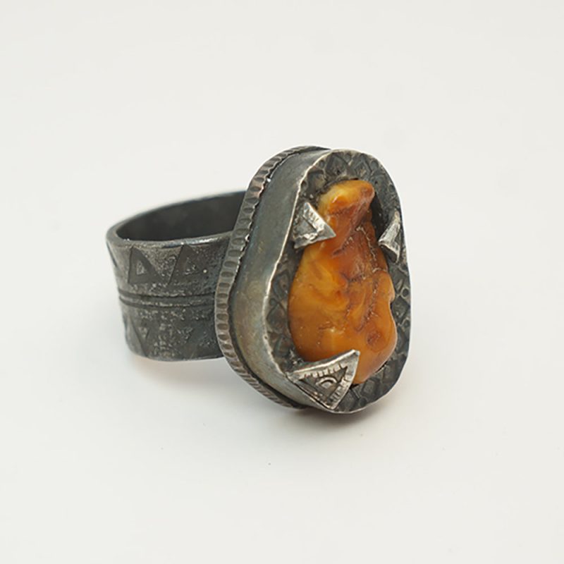 Prosperity Flame Amber and Turquoise Ring - Image 5