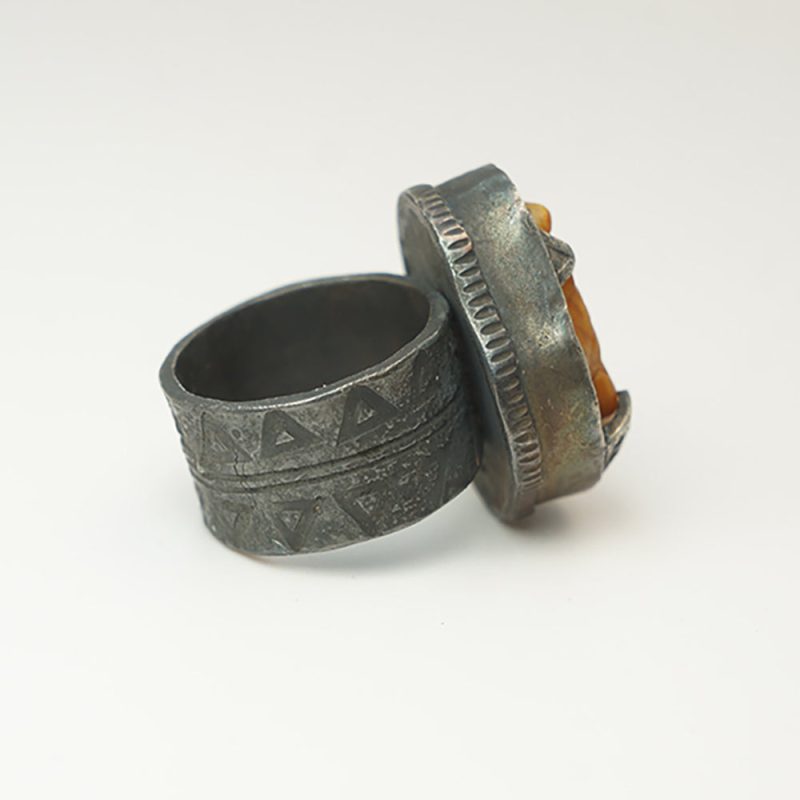 Prosperity Flame Amber and Turquoise Ring - Image 6