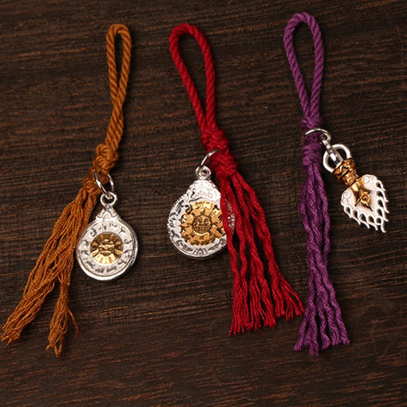 Wealth Energy Sterling Silver Tibetan Charm Keychain - Image 3